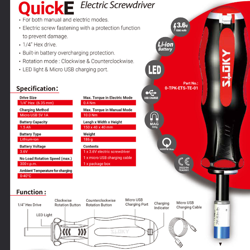 Introducing the SLOKY "QuickE" Electric Screwdriver