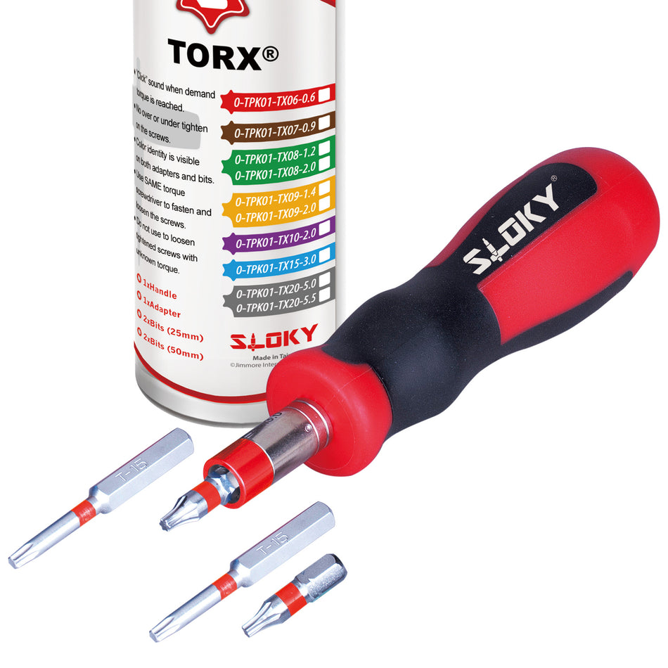 Sloky Torque Screwdriver Slim-Fit Handle for TORX® Single Set - TX6,TX7,TX8