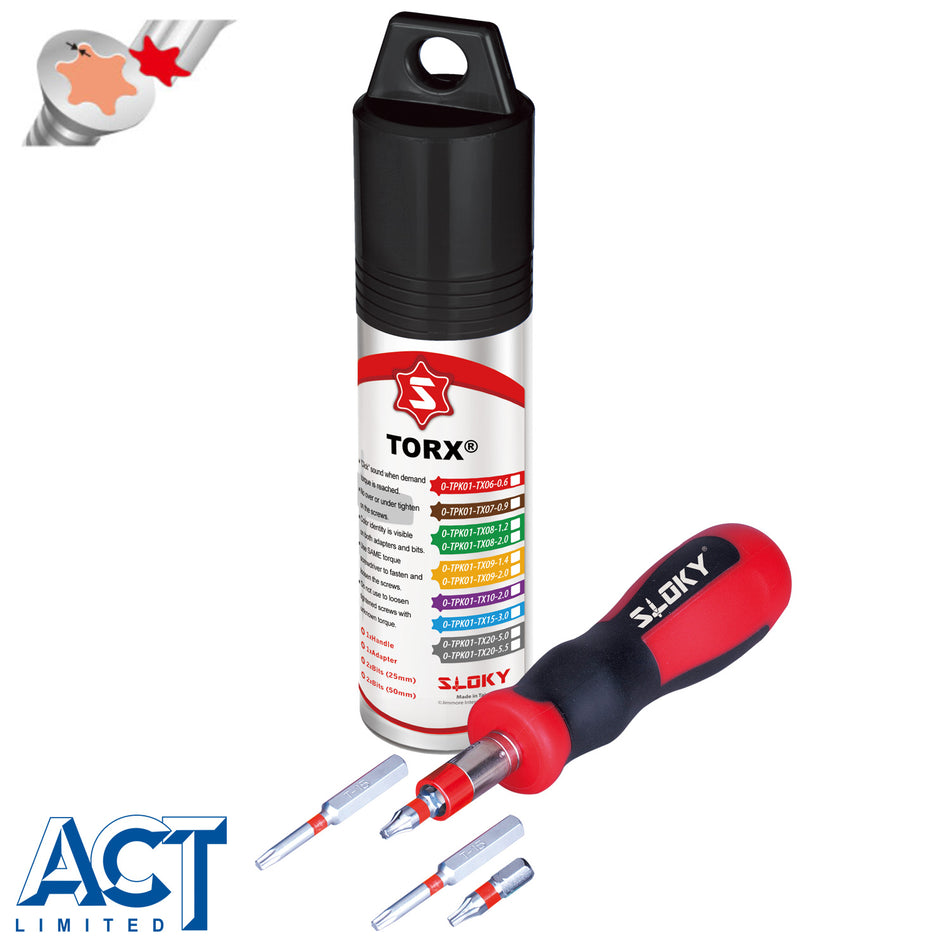 Sloky Torque Screwdriver Slim-Fit Handle for TORX® Single Set - TX6,TX7,TX8