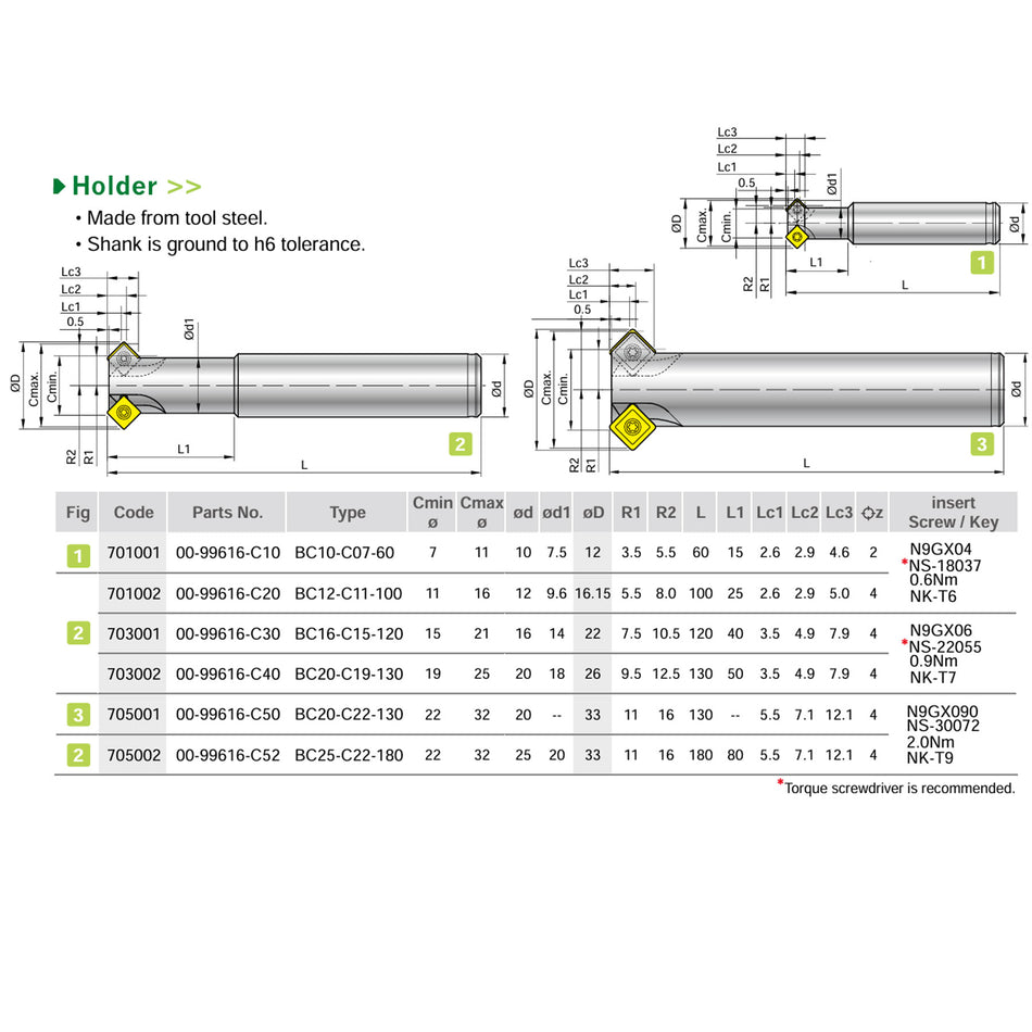 Nine9 Indexable Chamfer Mill Tool Holder -  øD12,16.15,22,26,33